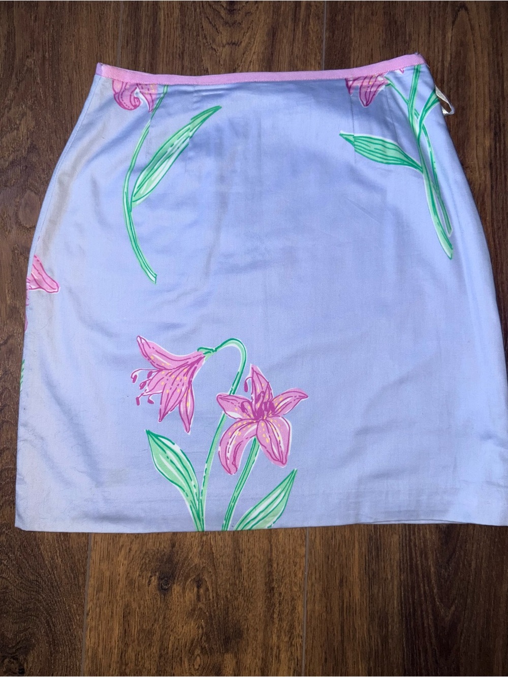 Vintage Lilly Pulitzer Floral Mini Skirt Periwinkle Pink Stargazer Lily - Size 4